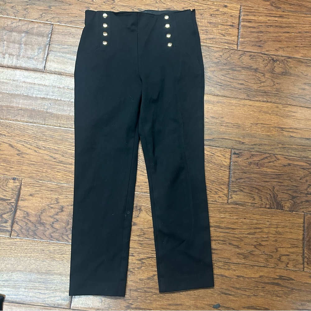 Ann Taylor Black Trousers with‎ Gold Button Detail